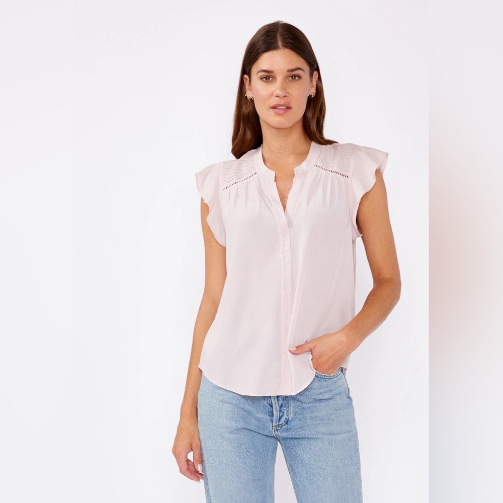 Mason Jules Blush Pink Ruffle Sleeve Top